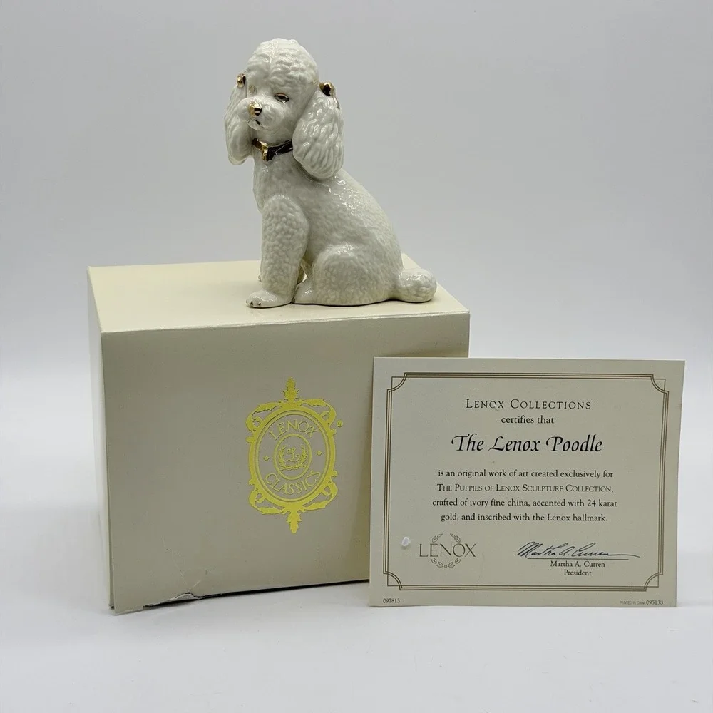 Lenox Year of Puppies Classic Poodle Figurine Ivory Gold Vintage 4